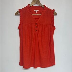Maurices Sz MED Lightweight Red Ruffle-Trim Sleeveless Tank, #boho #casual